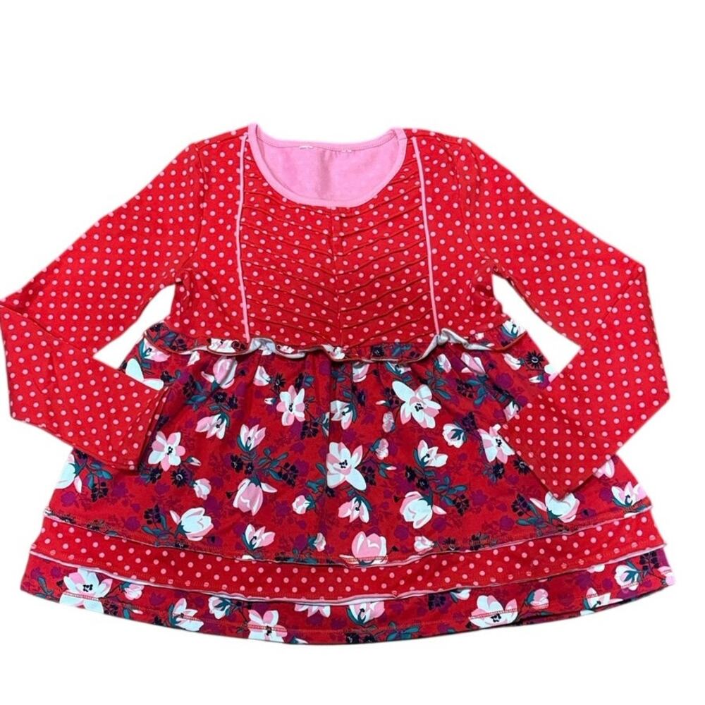 Matilda Jane Cheerful Day Long Sleeve Tunic Top Polka Dot Floral Fits Girls 8